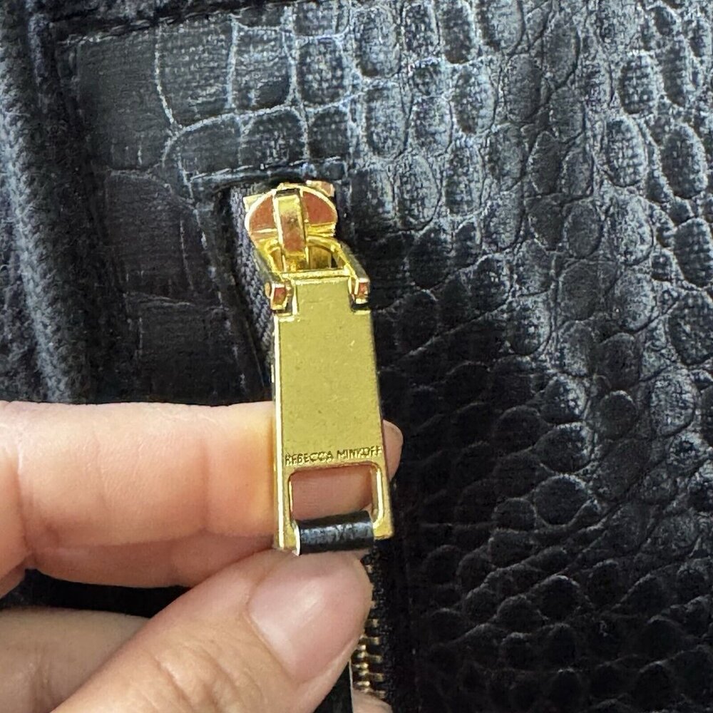 NEW Rebecca Minkoff Women’s Faux Shearling Zip Front Bomber Jacket Sz L Black - Picture 11 of 16